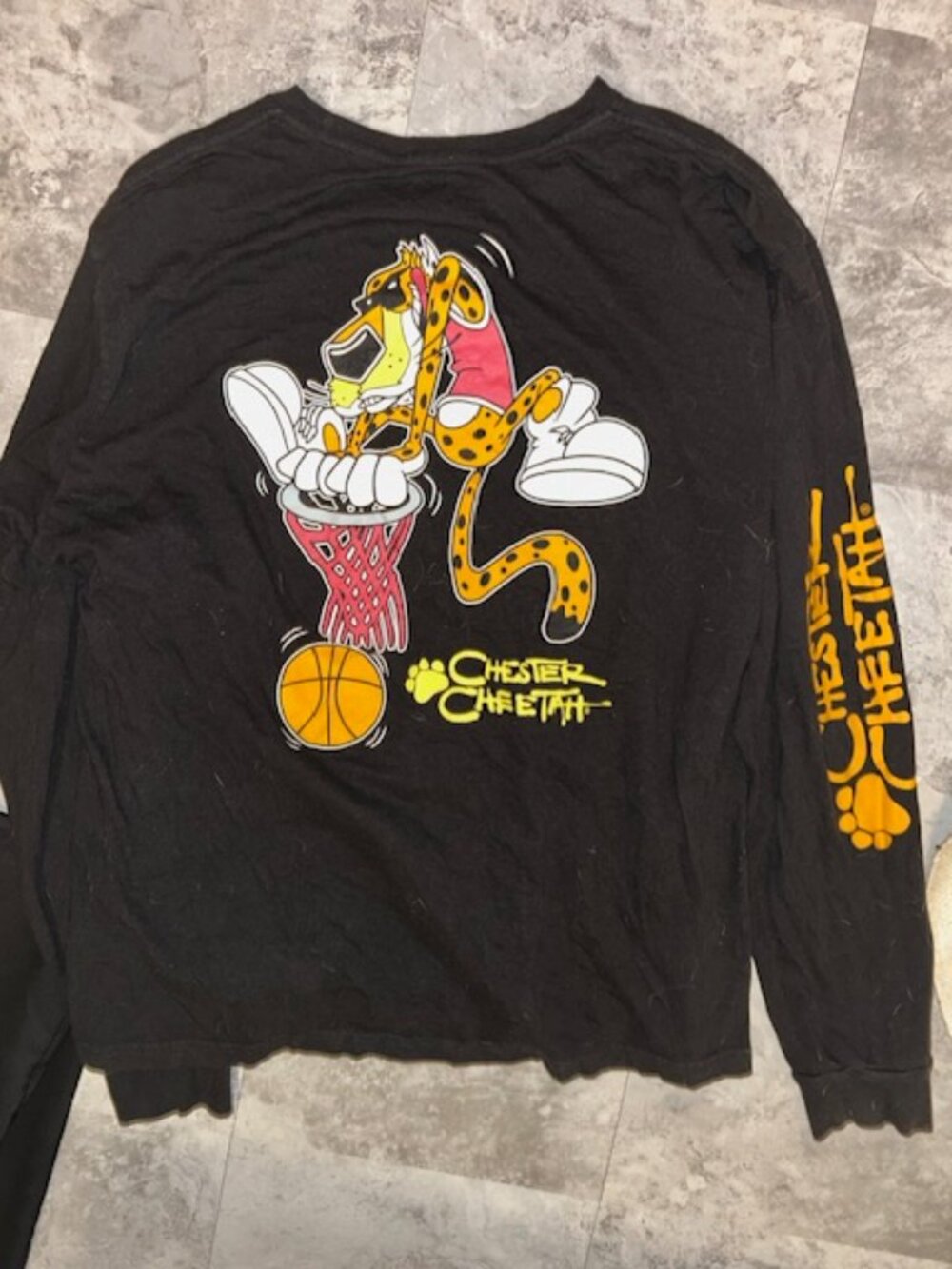 Chester Cheeto cheetos leopard graphic black long sleeved tee t  mens shirt xxl